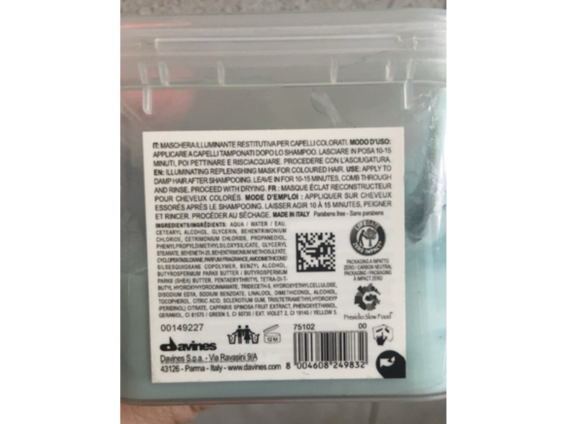 Davines Minu Hair Mask, Caper Blossom Extract, 8.45 fl oz/250 mL