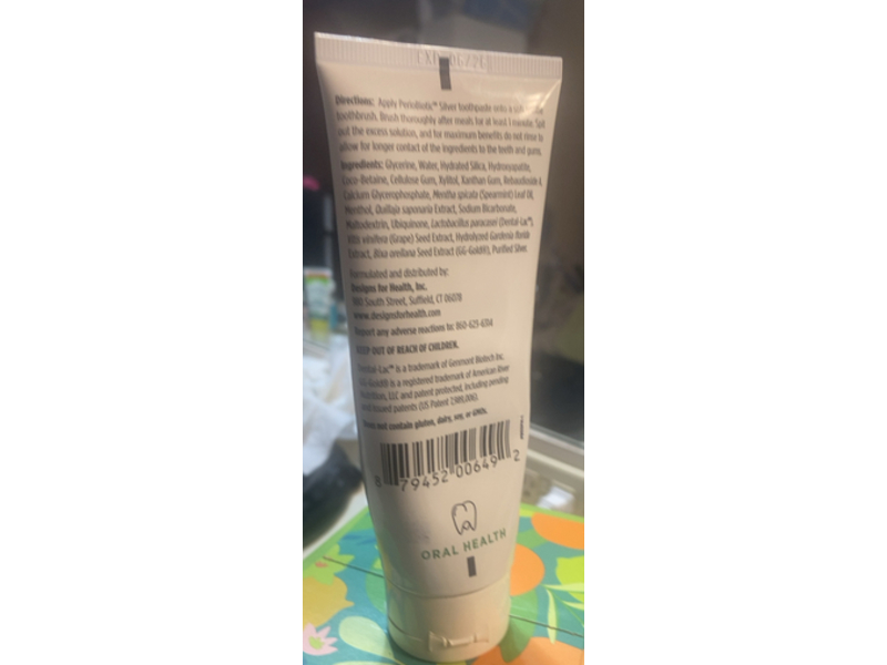 Designs For Health Periobiotic Silver Toothpaste, Spearmint, 4 oz/113 g