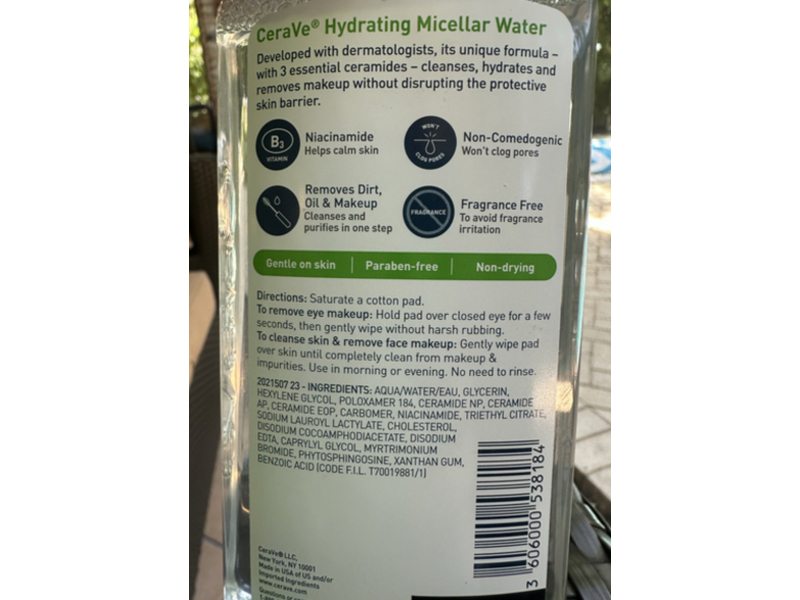 CeraVe Hydrating Ultra Gentle Micellar Water, 10 fl oz/296 mL