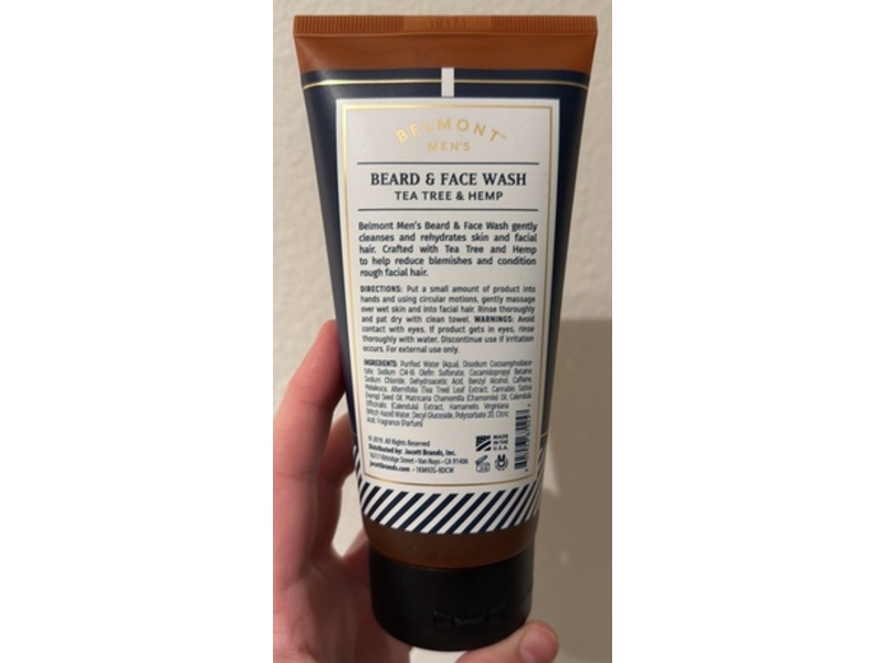 Belmont Mens Beard & Face Wash, Tea Tree & Hemp, 6 fl oz/177 mL