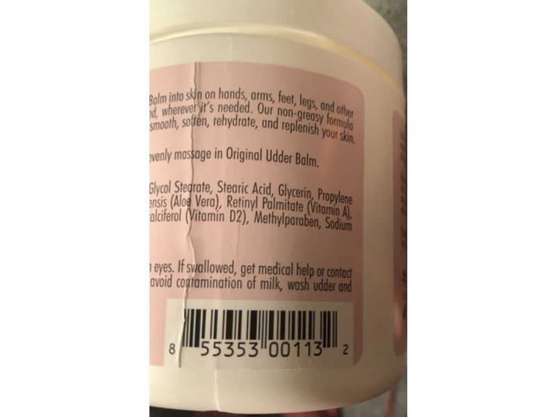 Original Udder Balm Moisturizing Cream, Unscented, 16 oz/454 g