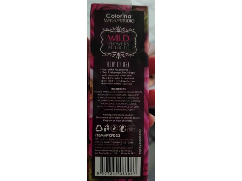 Colorina Makeup Studio Primer Oil, Wild Flowers, 1.05 oz/30 mL