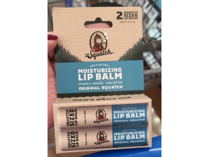 Dr.Squatch Moisturizng Lip Balm, Original Squatch, 0.25 oz/7 g, Pack Of 2