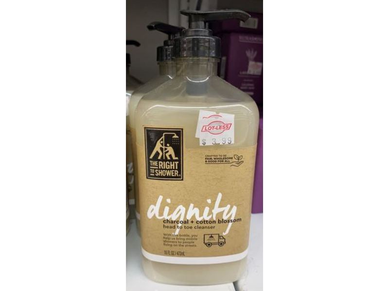 The Right to Shower Dignity Head To Toe Cleanser, Charcoal + Cotton Blossom, 16 fl oz/473 mL
