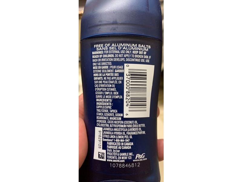 Secret Aluminum Free Deodorant, Essential Oils, Lavender + Lemon, 73 g