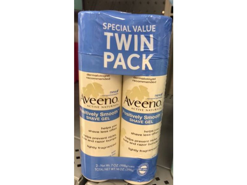 Aveeno Positively Smooth Shave Gel, 7.0 oz/198 g, Pack Of 2