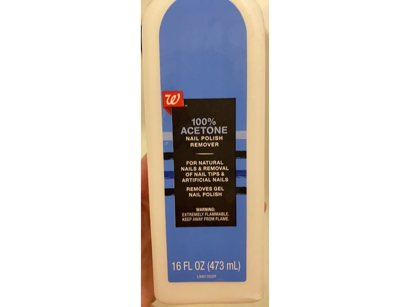 Walgreens 100% Acetone Nail Polish Remover, 16 fl oz/473 mL