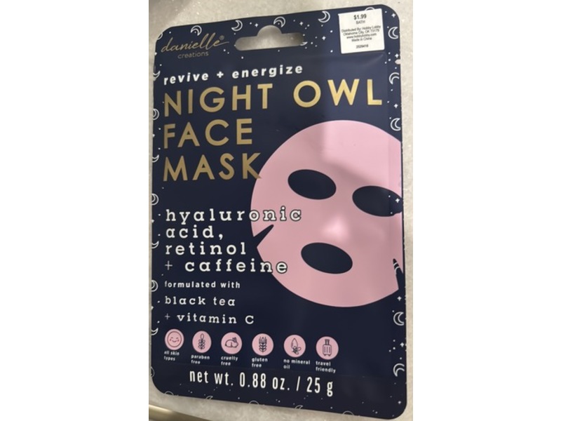 Danielle Creations Night Owl Face Mask, Revive + Energize, 0.88 oz/25 g