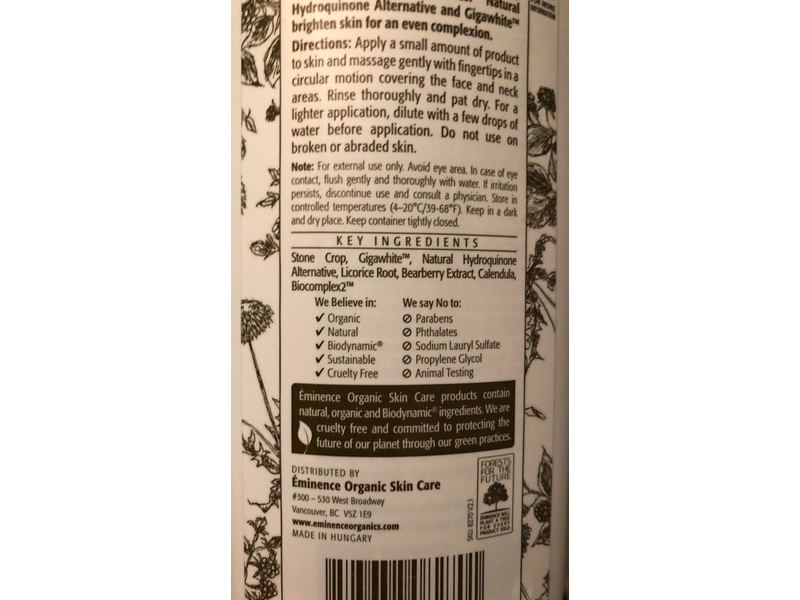 Eminence Organic Skin Care Bright Skin Cleanser, 8.4 fl oz/250 mL