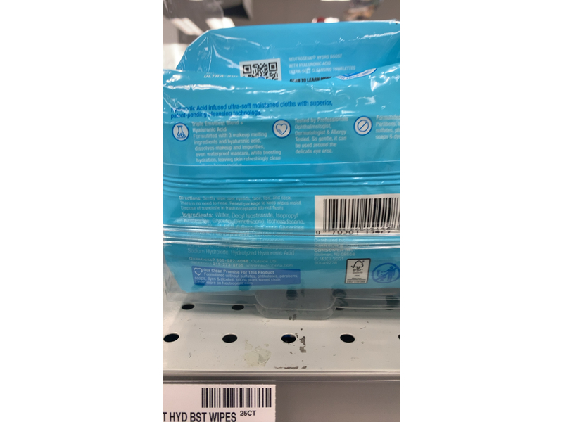 Neutrogena Hydro Boost Ultra-Soft Cleansing Towelettes, Hyaluronic Acid, 25Count