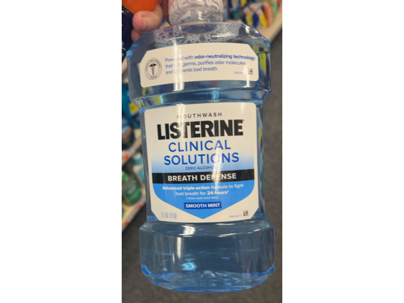 Listerine Clinical Solutions Breath Defence Mouthwash, Smooth Mint, 1.8 fl oz/1 L