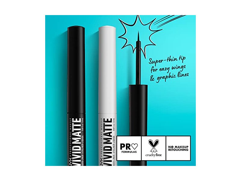NYX PROFESSIONAL MAKEUP Vivid Matte Liquid Liner, Smear-Resistant Eyeliner with Precise Tip - Black 0.06 fl oz/2 mL