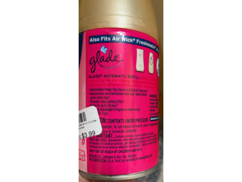 Glade Rose & Bloom Automatic Spray Refill, Wild Rose & Violet, 6.2 oz/175 g