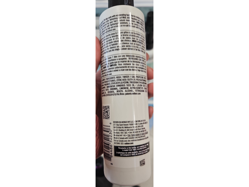 Redken Refreshing Curl Mist, Squalane + Jojoba Oil, 8.45 fl oz/250 mL