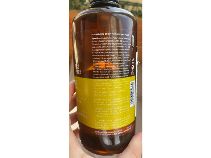 Apivita Frequent Use Gentle Daily Shampoo, Chamomile & Honey, 16.9 fl oz/500mL