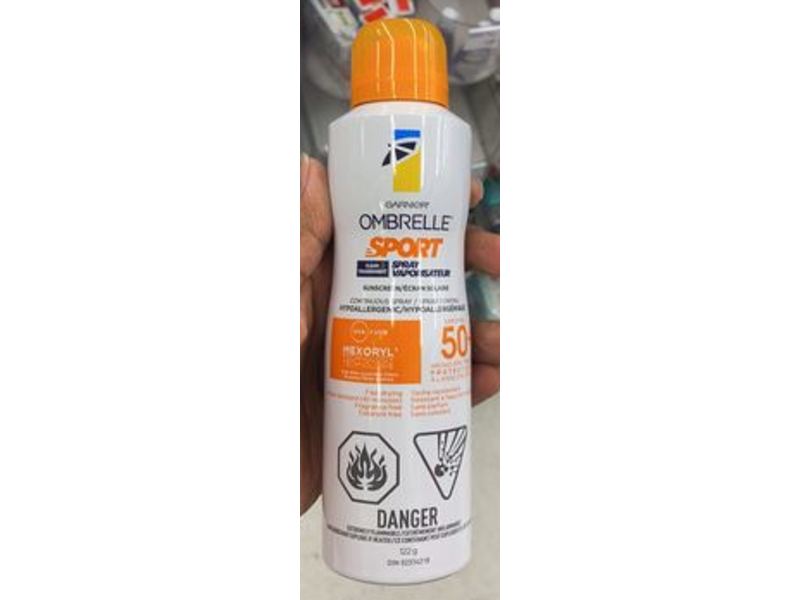 Garnier Ombrelle Sport Spray Clear Transparent Vaporsateur Sunscreen, SPF 50, 122 g