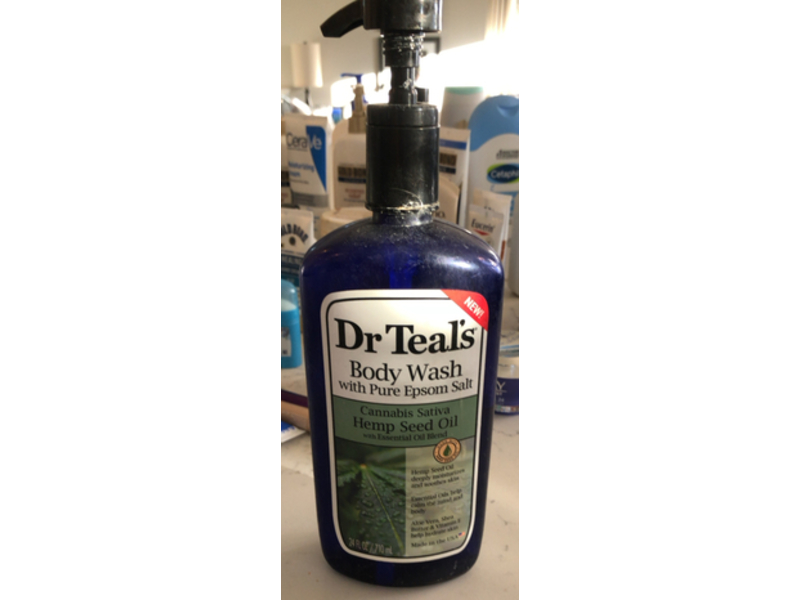 Dr Teal's Cannabis Sativa Hemp Seed Oil Body Wash, Pure Epsom Salt, 24 fl oz/710 mL