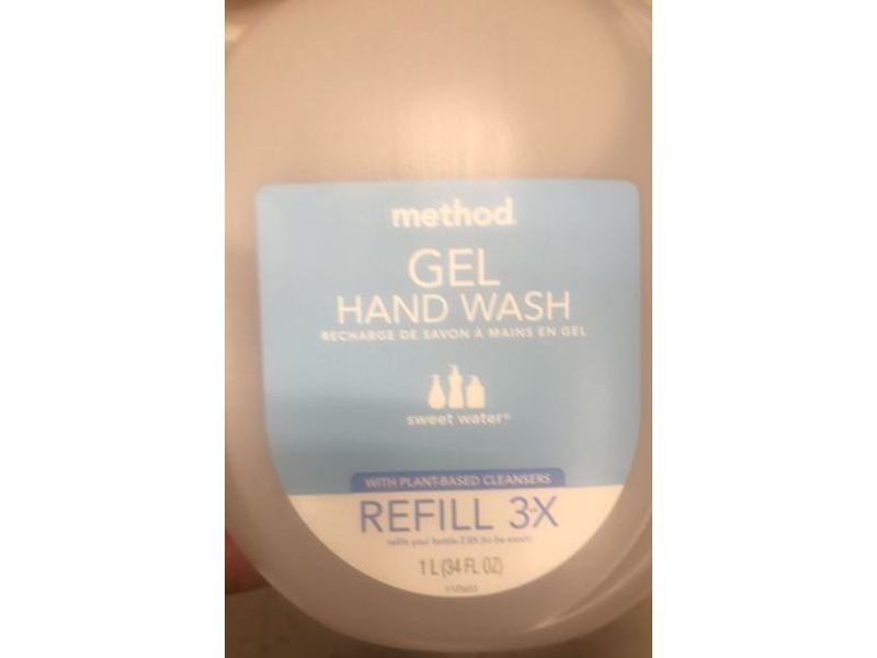 Method Gel Hand Wash, Sweet Water, Refill 3x, 34 fl oz/1 L