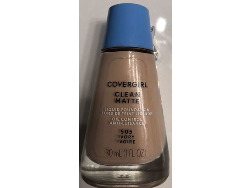 CoverGirl Clean Matte Oil-Control Liquid Foundation, 505 Ivory, 1 fl oz/30 mL