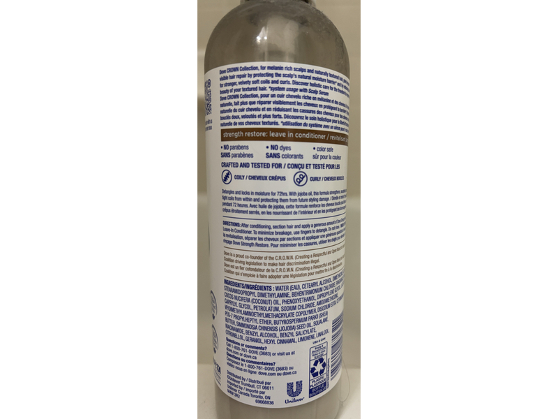 Dove Strength Restore Leave In Conditioner, 11.5 fl oz/340 mL