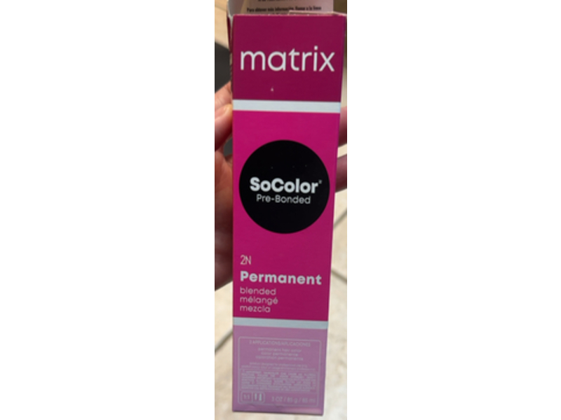 Matrix SoColor Pre-Bonded Permanent Blended 2N Natural Black Neutral, 3 oz/85 g, 2 Application