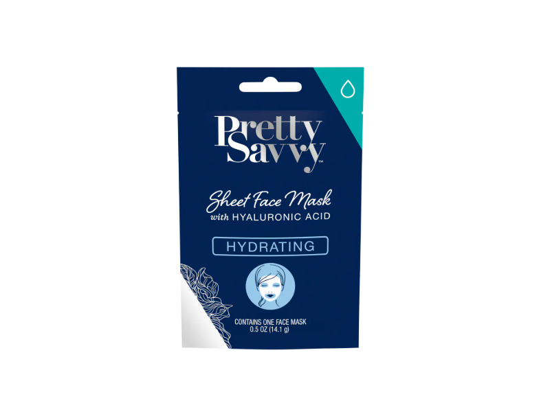 Pretty Savvy Sheet Face Mask, Hyaluronic Acid, 0.5 oz/14.1 g