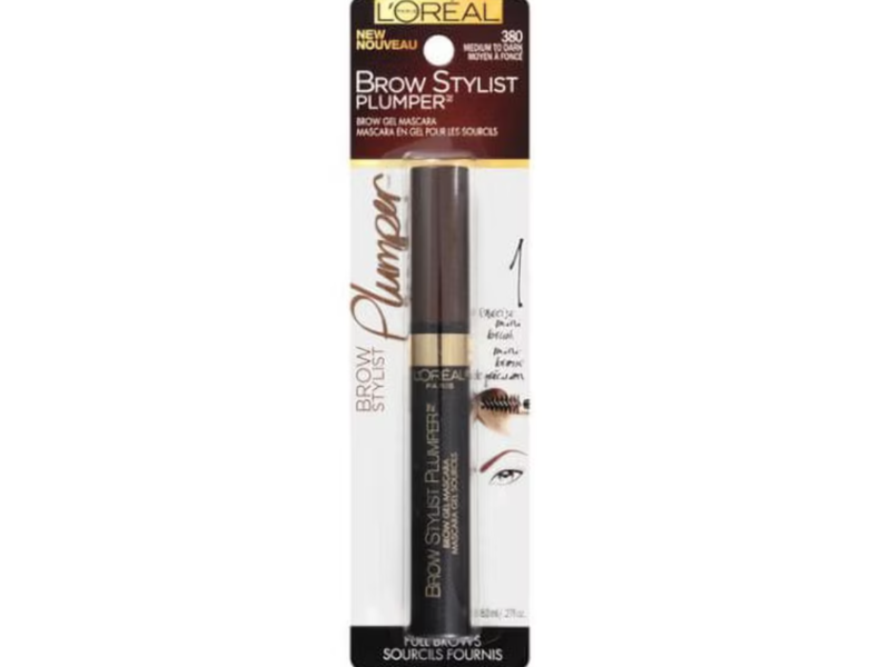 L'Oreal Paris Brow Stylist Plumper Brow Gel Mascara, 380 Medium To Dark, 0.27 fl oz/8 mL