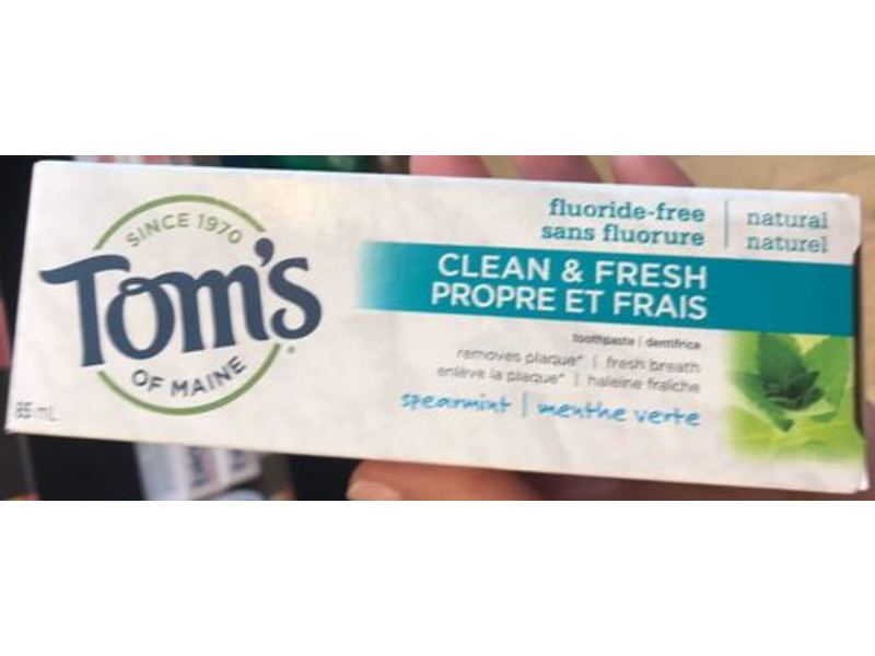Tom's Of Maine Clean & Fresh Fluoride-Free Toothpaste, Spearmint, 85 mL
