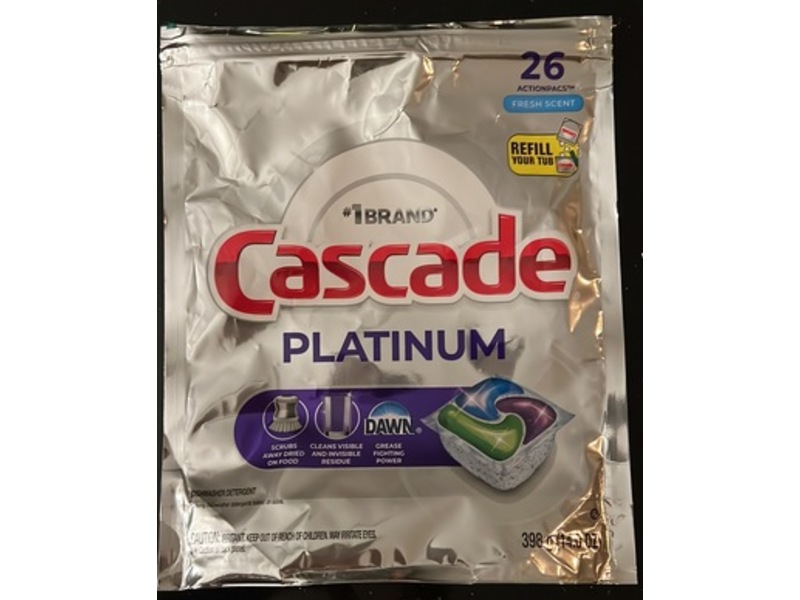 Cascade Platinum Dishwasher Detergent Pacs, Fresh Scent, 26 Pacs, 14 oz/398 g