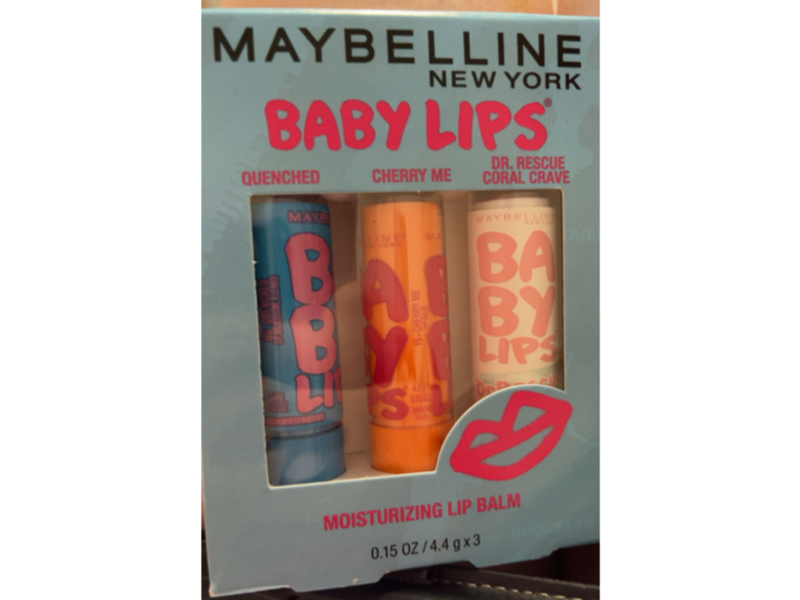 Maybelline New York Baby Lips Moisturizing Lip Balm, SPF 20, Quenched, Cherry Me, Dr. Rescue Coral Crave, 0.15 oz/4.4 g, 3 Pack