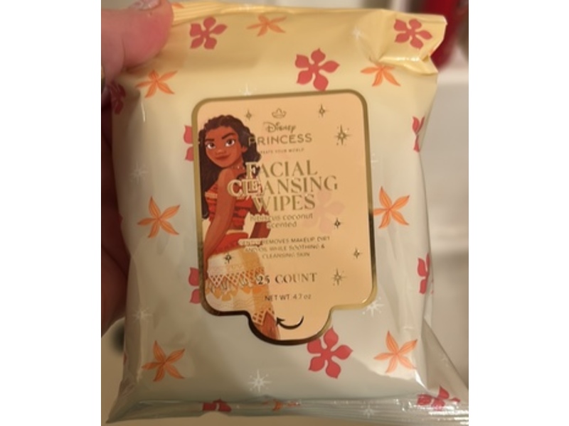 Disney Princess Facial Cleansing Wipes, Hibiscus Coconut Scented, 4.7 oz/133 g, 25 Count