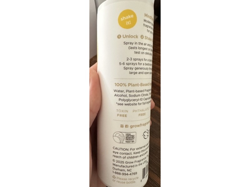 Grow Fragrance Air + Fabric Freshener, Blondewood, 5 fl oz/148 mL