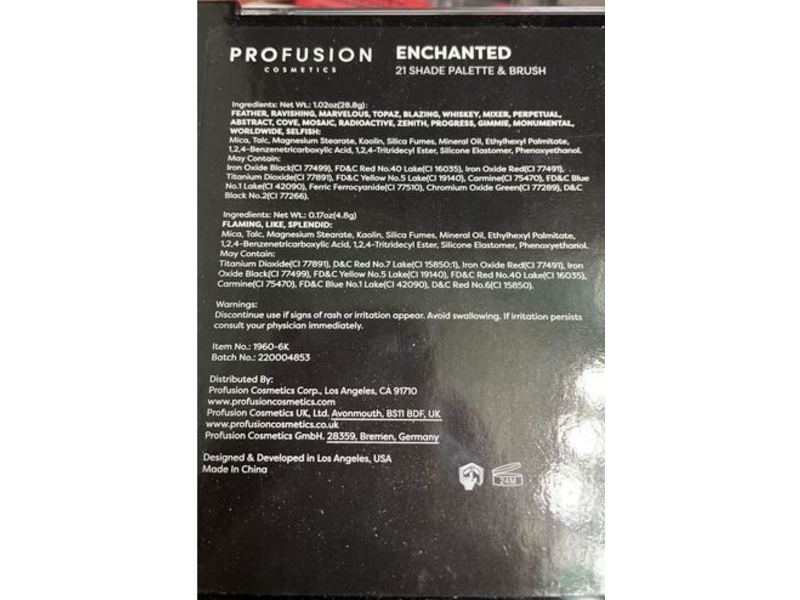 Profusion Cosmetics 21 Shade Palette & Brush, Enchanted