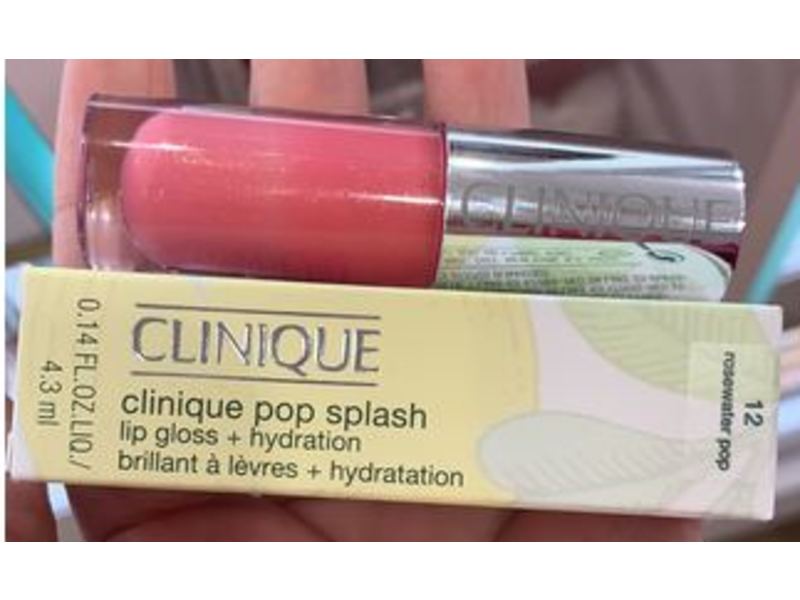 Clinique Pop Splash Lip Gloss + Hydration, 12 Rosewater Pop, 0.14 fl oz/4.3 mL