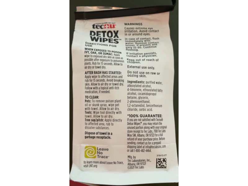 Tecnu Detox Wipes, 12 Count