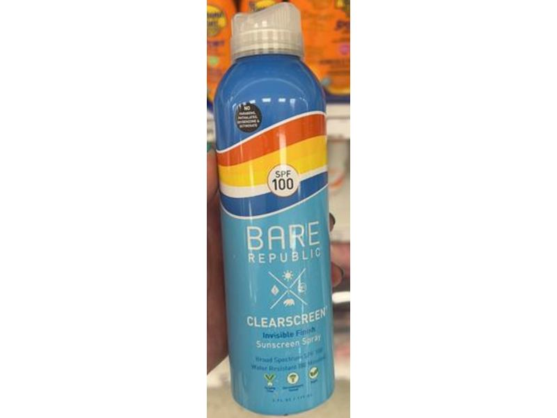 Bare Republic Clear Screen Sunscreen Spray, SPF 100, Invisible Finish, 6 fl oz/177 mL
