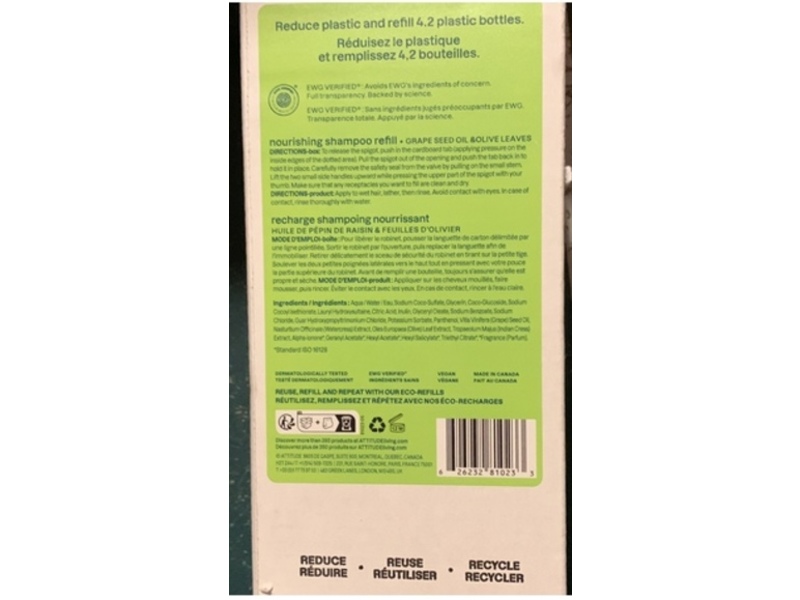 Attitude Super Leaves Nourishing Shampoo, Grape Seed & Olive Leaves, 67.6 fl oz/2 L