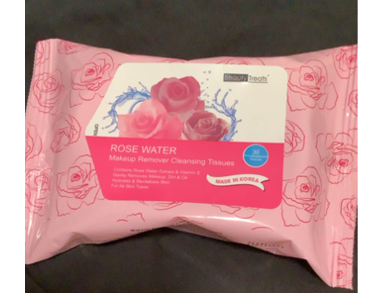 Beauty Treats Rose Water Makeup Remover Cleansing Tissues, 30 Count