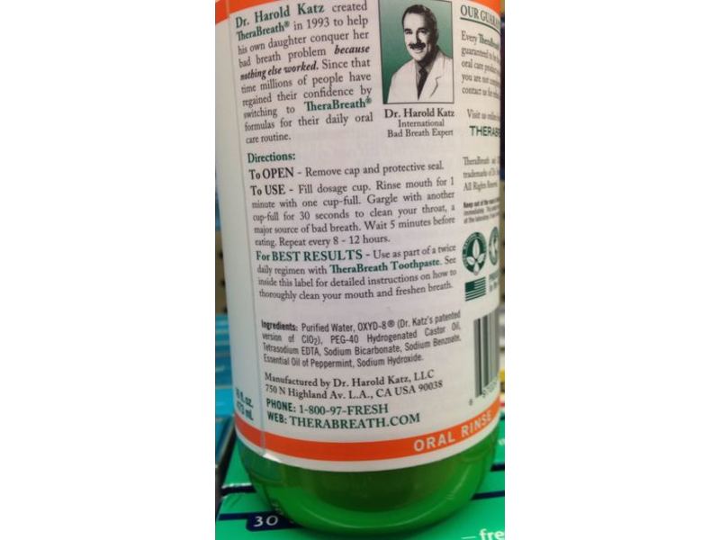 TheraBreath Fresh Breath Oral Rinse, Mild Mint Flavor, 16 fl oz / 473 ml