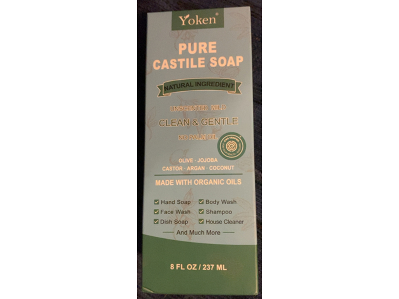 Yoken Mild Clean & Gentle Pure Castile Soap, Organic Oils, 8 fl oz/237 mL
