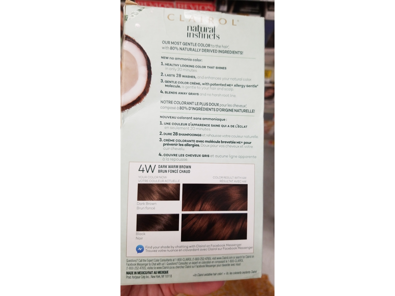 Clairol Natural Instincts Semi-Permanent Hair Color, 4W Dark Warm Brown, 1 Application