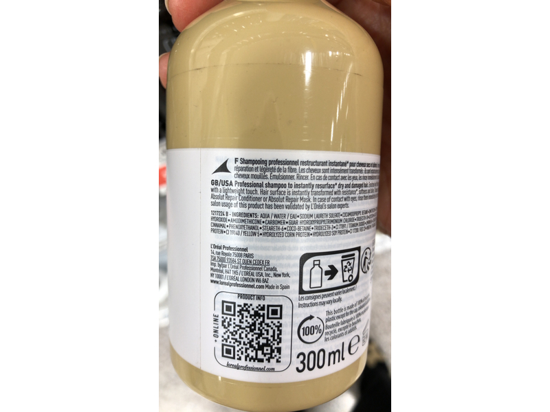 L'Oreal Professionnel Absolut Repair Shampoo, Protein + Gold, 10.1 fl oz/300mL