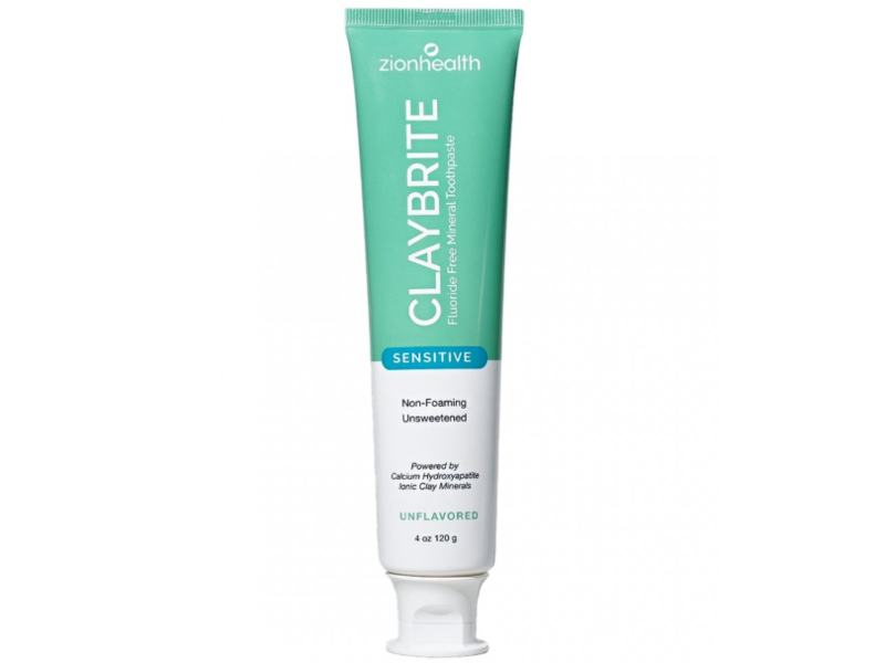 Zionhealth Claybrite Sensitive Non-Foaming Mineral Toothpaste, Unflavored, 4 oz/120 g