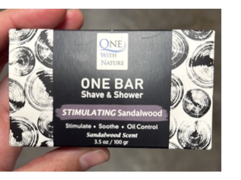 One With Nature One Bar Shave & Shower, Sandalwood Scent, 3.5 oz/100 g