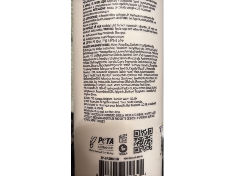 BosleyMD Nourishing Shampoo, Revive, 33.8 fl oz/1 L