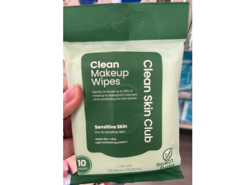 Clean Skin Club Clean Makeup Wipes, Green Tea + Aloe, 10 Count