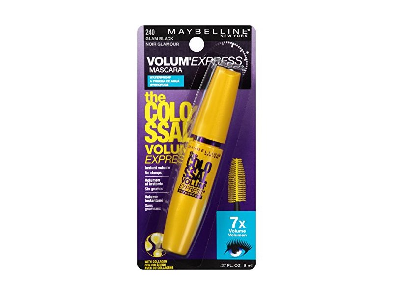 Maybelline Volume Express Waterproof Mascara, 240 Glam Black, 0.27 fl oz/8 ml