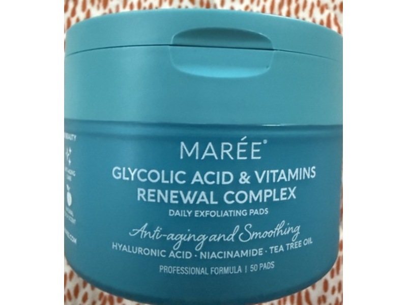 MAREE Renewal Complex Daily Exfoliating Pads, Glycolic Acid & Vitamins, 50 Count