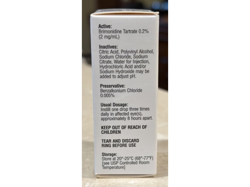 Brimonidine Tartrate Ophthalmic Solution, 0.2%, 5 mL, FPP (RX)