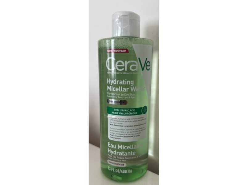 CeraVe Hydrating Micellar Water, Hyaluronic Acid, 13 fl oz/400 mL
